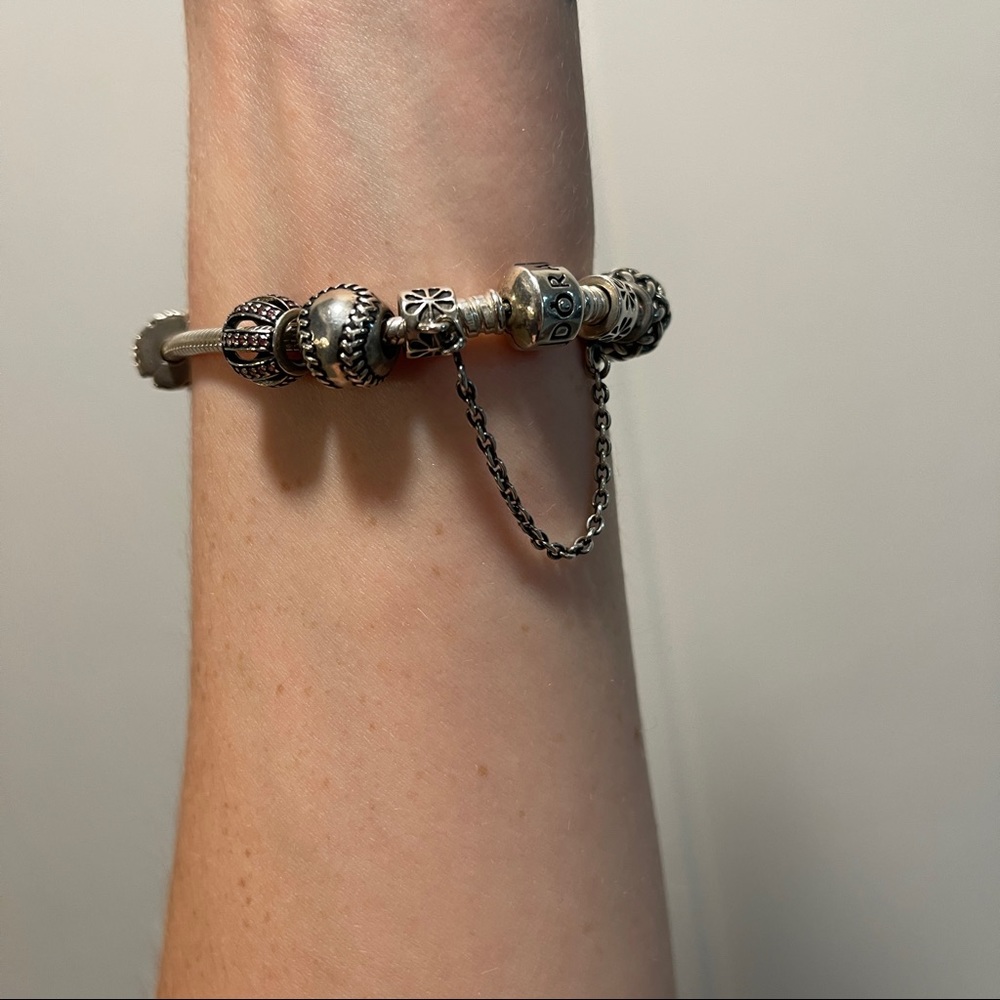 Silver Pandora Bracelet with 13 Charms - Picture 8 of 12